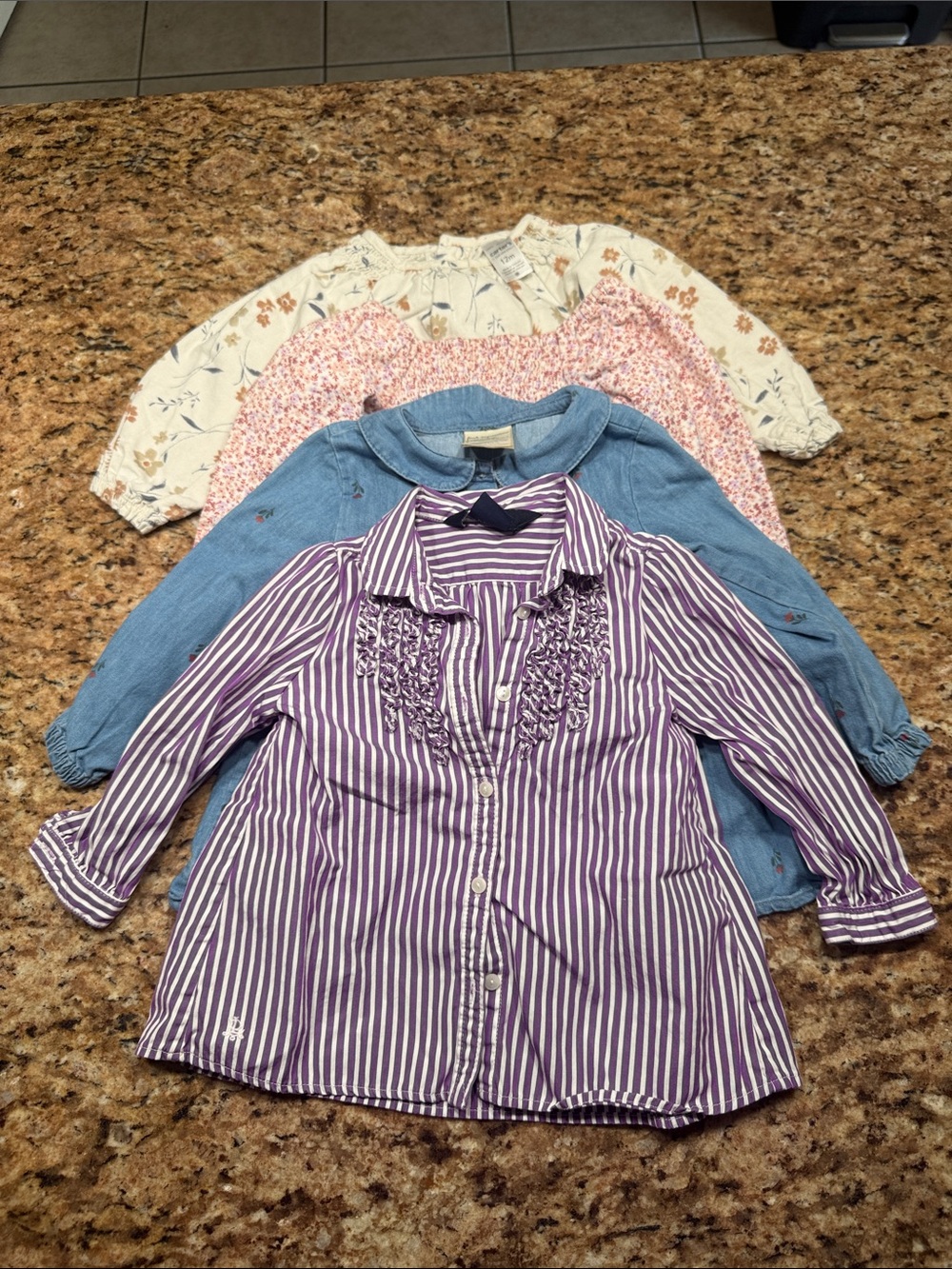 Bundle of Baby Girls Long Sleeves 12 months Ralph Lauren Carter’s Cloud Island